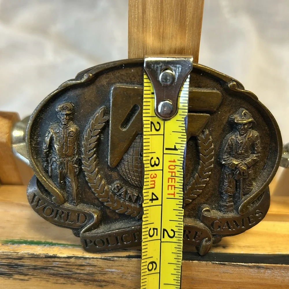 Vintage collectable World Police and Fire Games belt buckle made in USA